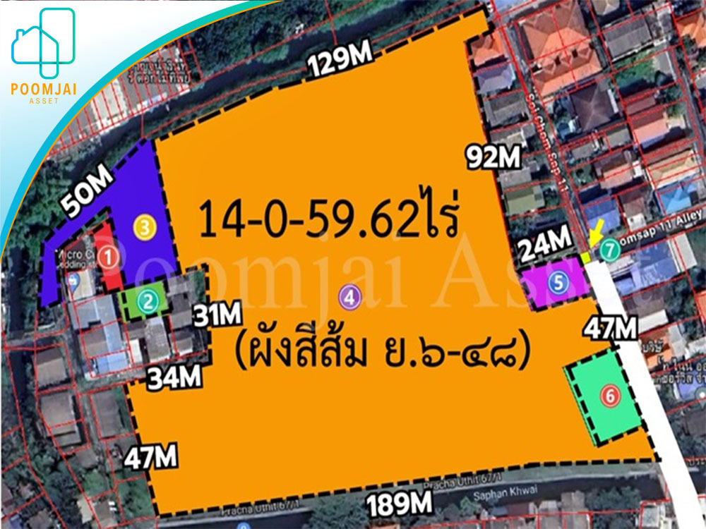 ที่ดินเปล่า 14-0-59 ไร่ ราษฏร์บูรณะ ทุ่งครุ กรุงเทพฯ ถมแล้ว เหมาะทำโครงการจัดสรร